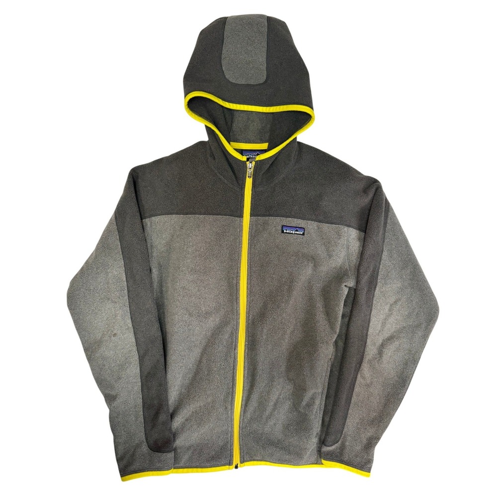 Patagonia Araveto Hooded Jacket Mens M Gray Yellow Full Zip Fleece